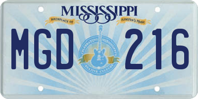 MS license plate MGD216