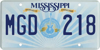 MS license plate MGD218