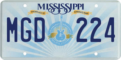 MS license plate MGD224