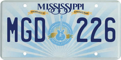 MS license plate MGD226
