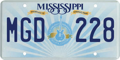 MS license plate MGD228