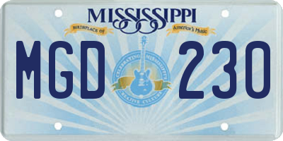MS license plate MGD230