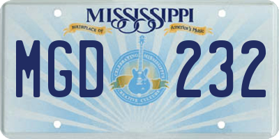 MS license plate MGD232