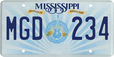 MS license plate MGD234