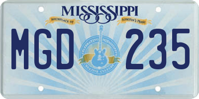 MS license plate MGD235