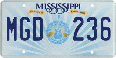 MS license plate MGD236