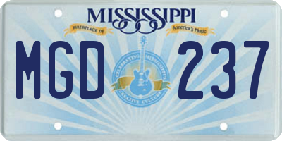 MS license plate MGD237