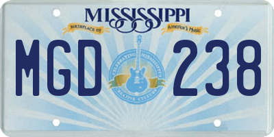 MS license plate MGD238