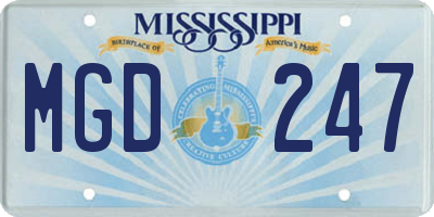 MS license plate MGD247