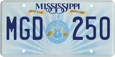 MS license plate MGD250