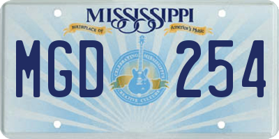 MS license plate MGD254