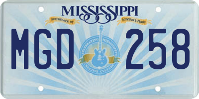 MS license plate MGD258