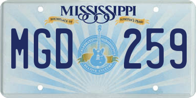MS license plate MGD259