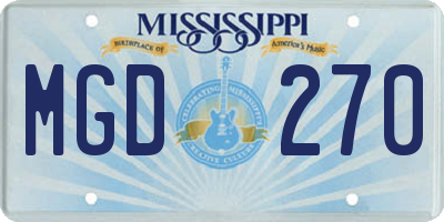 MS license plate MGD270