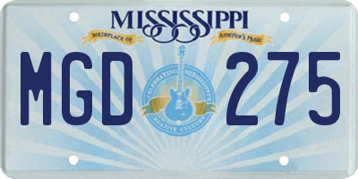 MS license plate MGD275