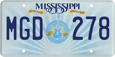 MS license plate MGD278