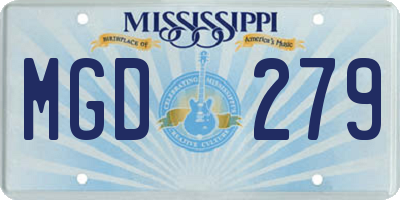 MS license plate MGD279