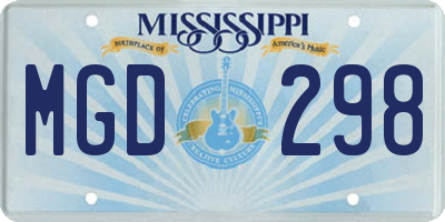 MS license plate MGD298