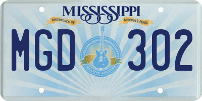MS license plate MGD302