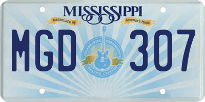 MS license plate MGD307