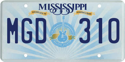 MS license plate MGD310