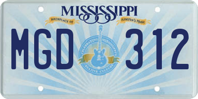 MS license plate MGD312