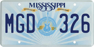 MS license plate MGD326