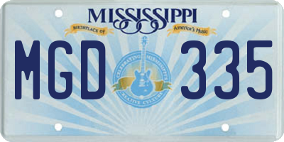 MS license plate MGD335
