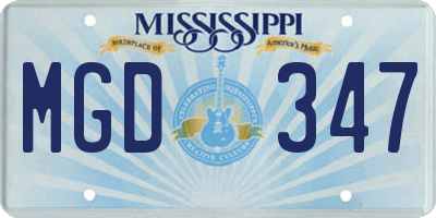 MS license plate MGD347