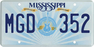 MS license plate MGD352
