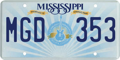 MS license plate MGD353
