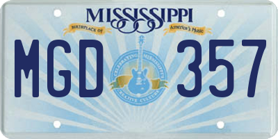 MS license plate MGD357