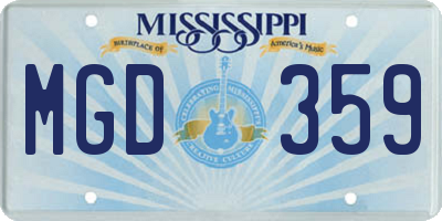 MS license plate MGD359