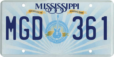 MS license plate MGD361
