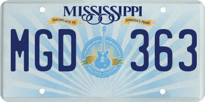 MS license plate MGD363