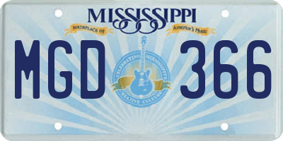 MS license plate MGD366