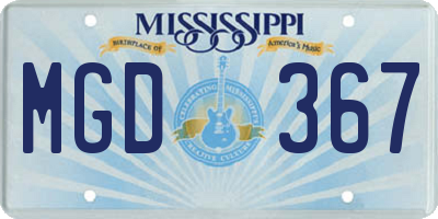 MS license plate MGD367