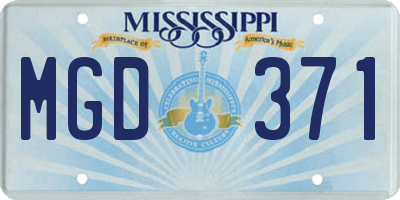 MS license plate MGD371
