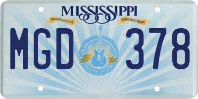 MS license plate MGD378