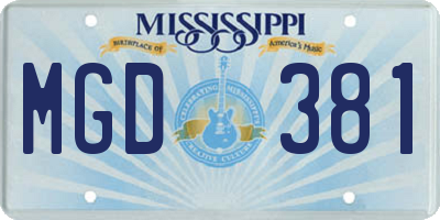 MS license plate MGD381