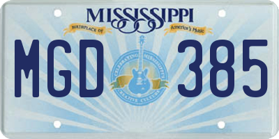 MS license plate MGD385