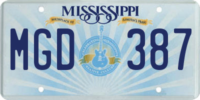 MS license plate MGD387
