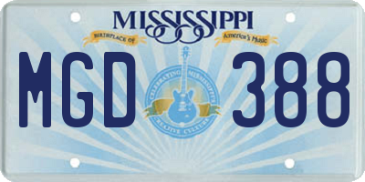 MS license plate MGD388