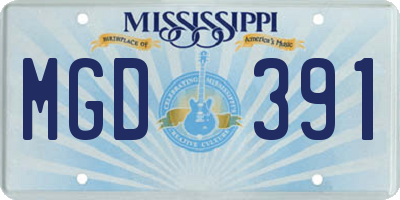 MS license plate MGD391
