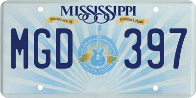 MS license plate MGD397