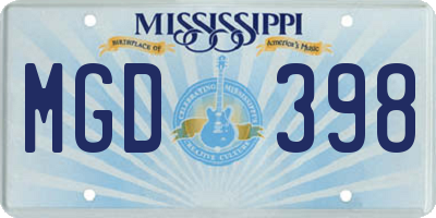 MS license plate MGD398