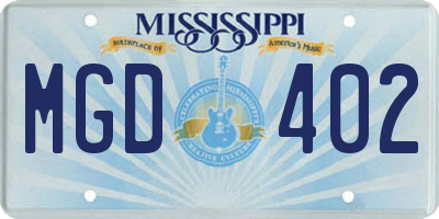 MS license plate MGD402