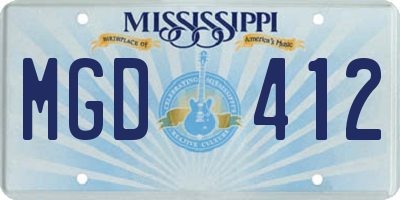 MS license plate MGD412