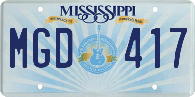 MS license plate MGD417