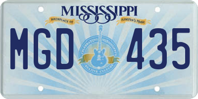 MS license plate MGD435